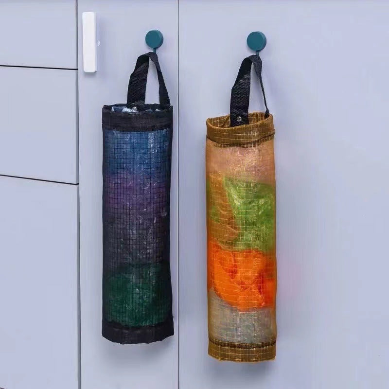 Venta al por mayor, 10 Uds., bolsa de basura de cocina de poliéster, bolsa de almacenamiento montada en la pared